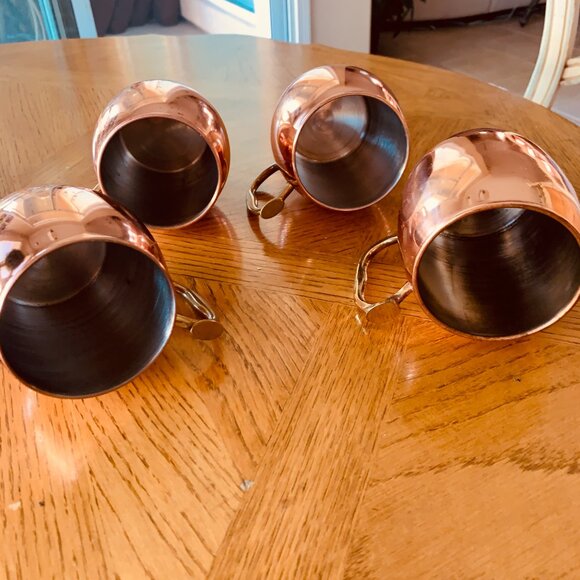 OGGI 4 Copper Mugs with EZ-Grip Brass Handle Moscow Mule Liquid Drinks - Picture 6 of 11